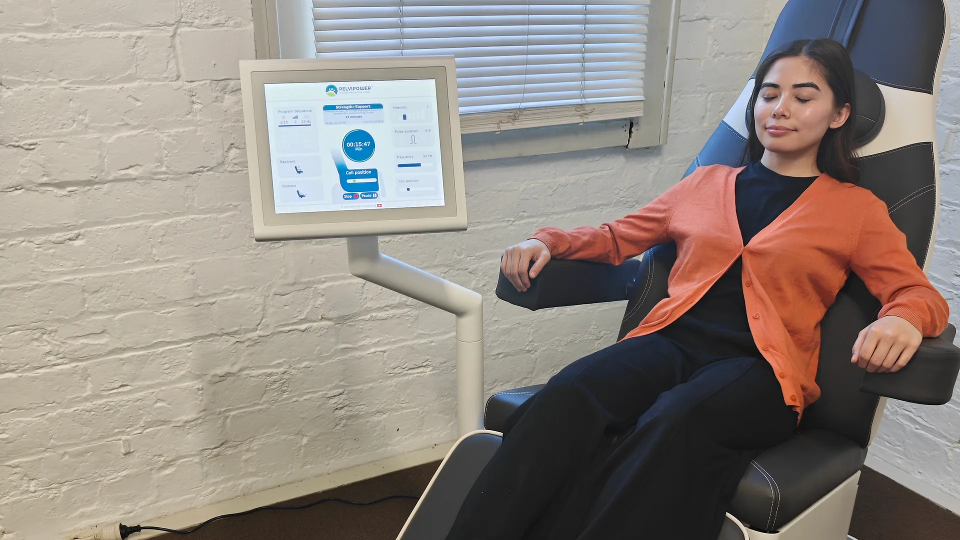 A patient during a pelvic floor session at PelvicForm in Ponsonby, Auckland